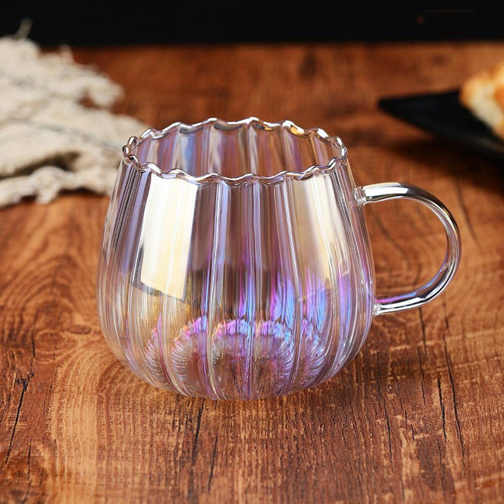 Comfortable Grip Transparent Glass Cup With Handle Ins Coffee Cup Pumpkin Pattern Drinkware Coffee