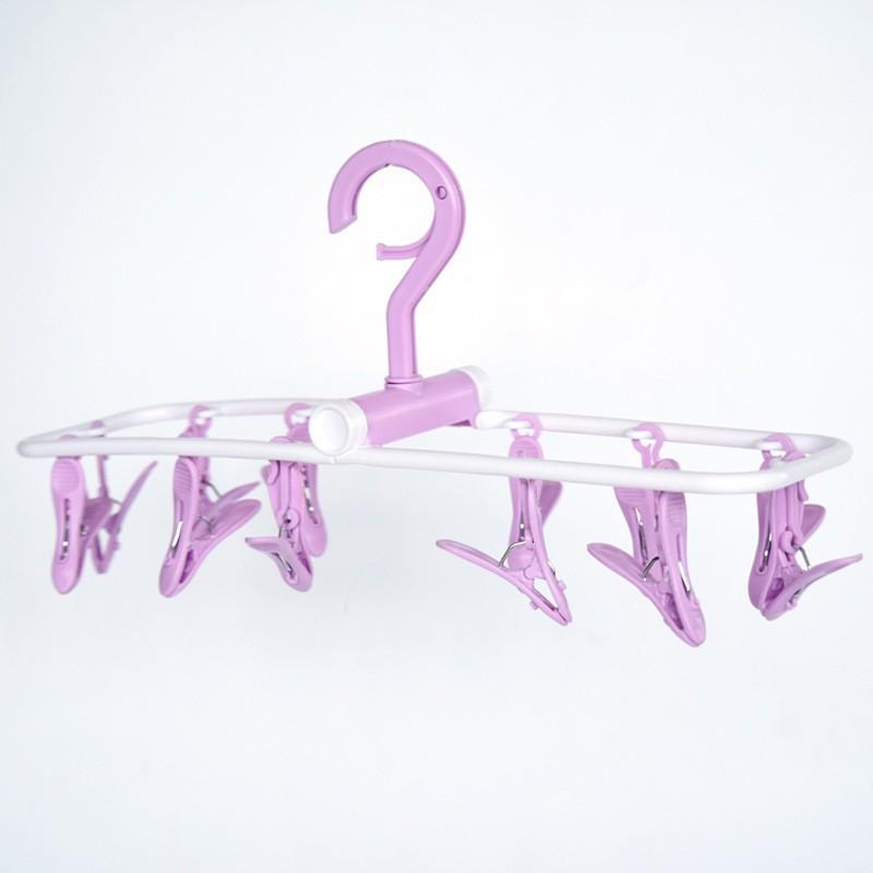 1PC Folding Sock Clip Hanger 12 Jacket Rack Foldable Portable Drying Rack Home Underwear Socks Bedroom Storage