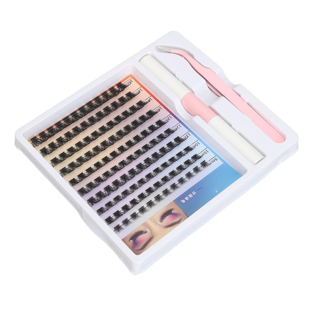 DIY Eyelash Extension Kit 120pcs Clusters 8‑16mm Individual Lash Extension Kit with 2ml Dual Use Glue Lash Tweezers