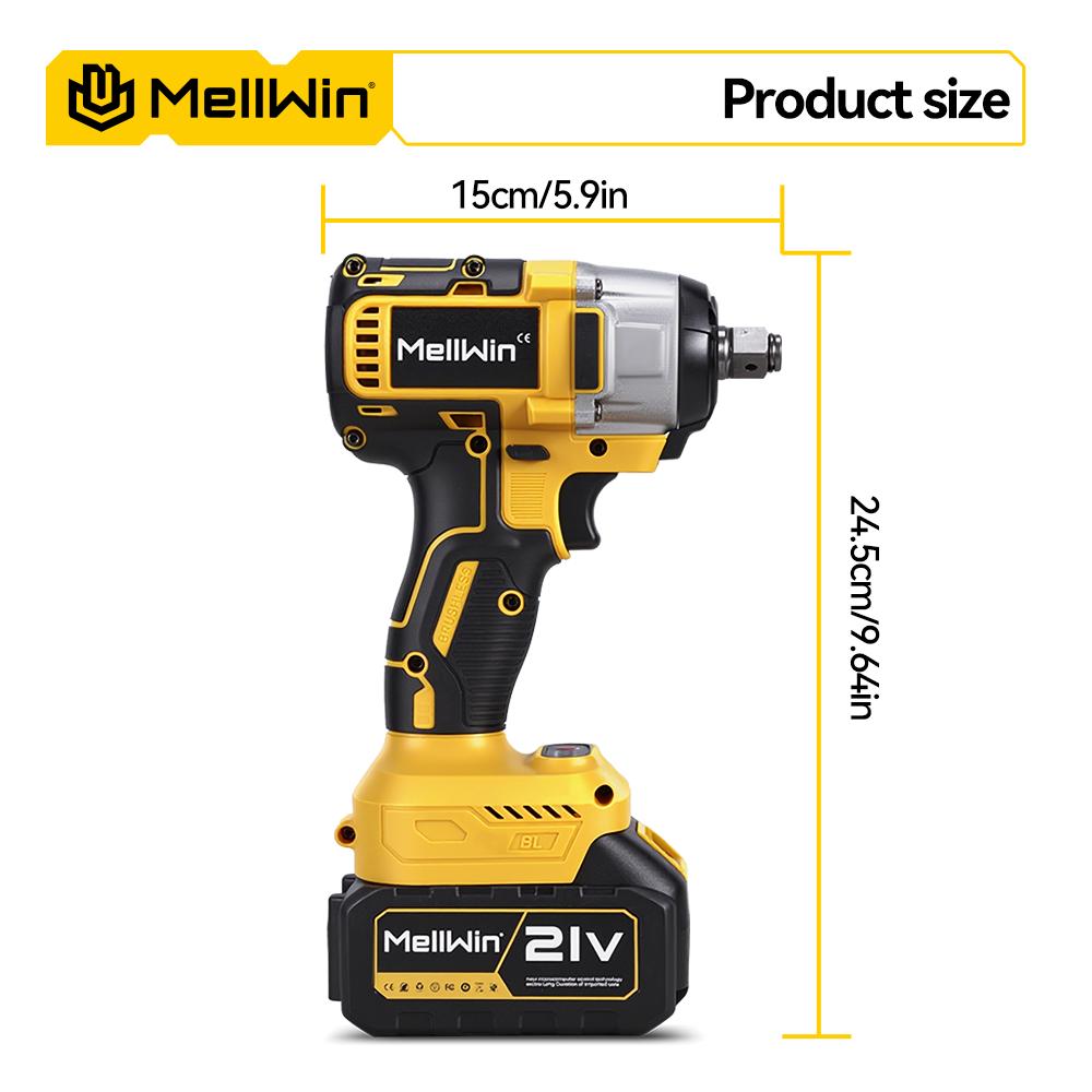 MELLWIN 520N.M Bürstenloser Elektrischer Schraubenschlüssel 3-IN-1 Akku-Schlagschrauber Elektroschrauber Bohrmaschine Für Makita 18V Akku Stift