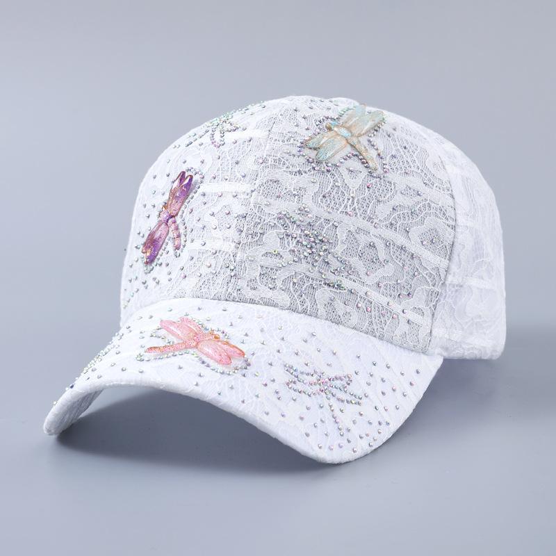 New lace butterfly dragonfly decorative baseball cap spring and summer breathable diamond curved brim sunshade cap