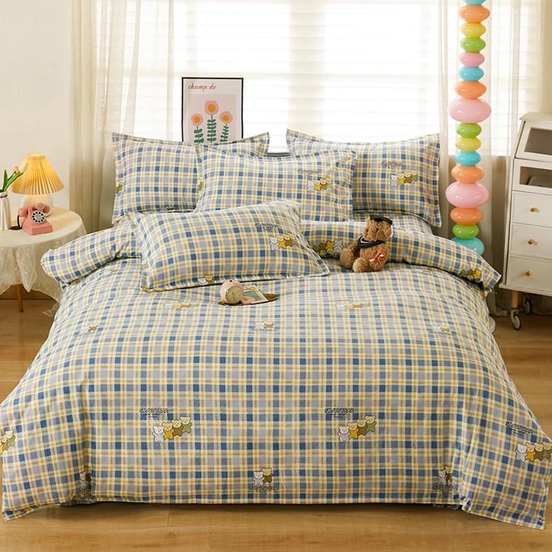 

Всесезонное наличие King Queen Double Size Cartoon Duvet Cover Домашний текстиль Fresh Quilt Cover Soft Thick Mechanical Wash Pillowcasex2PCS