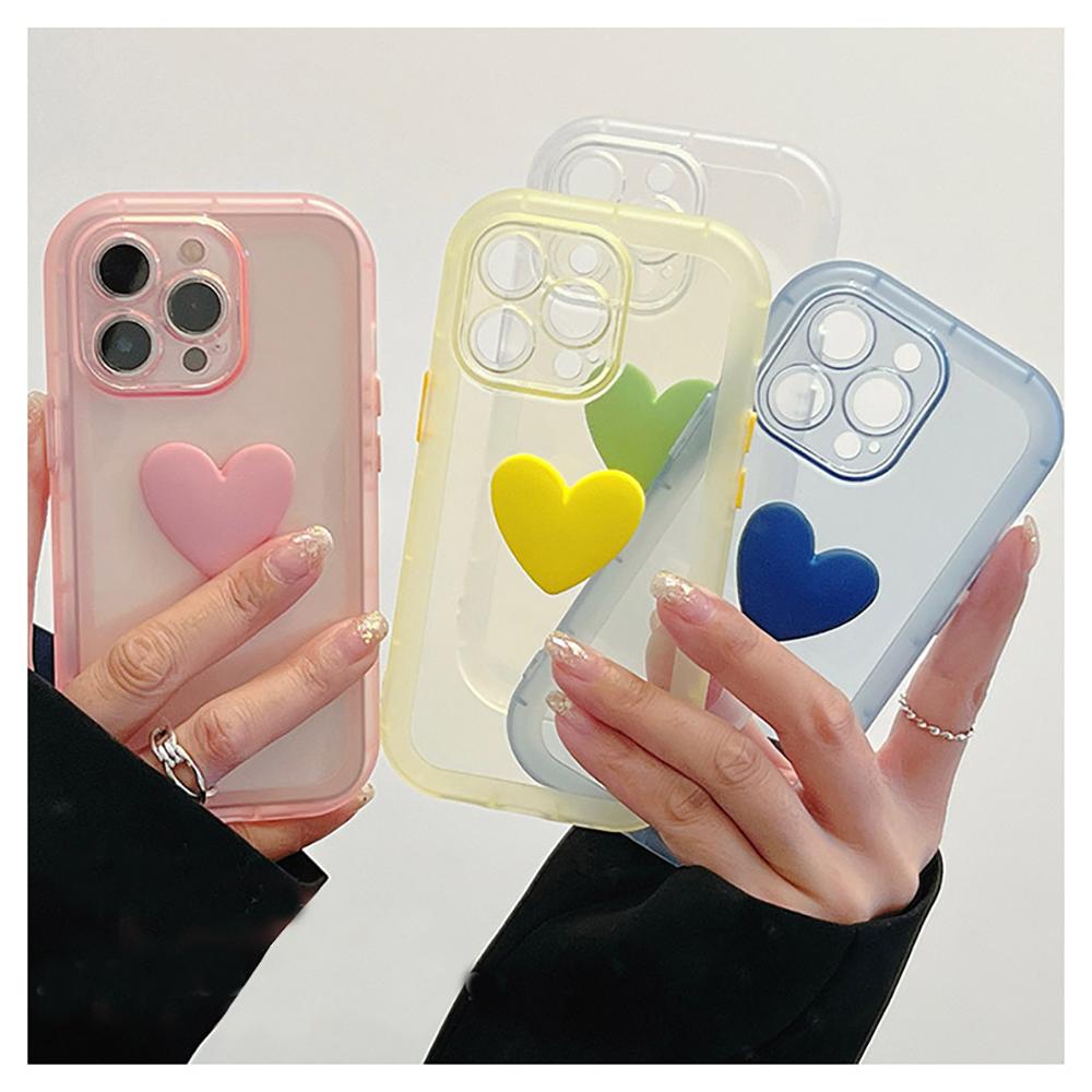 3D süße Herz Bonbonfarben stoßfeste Hülle für Iphone 12 11 13 14 Pro Max Xr Xs X 14 Plus transparente weiche Silikon-Rückseite