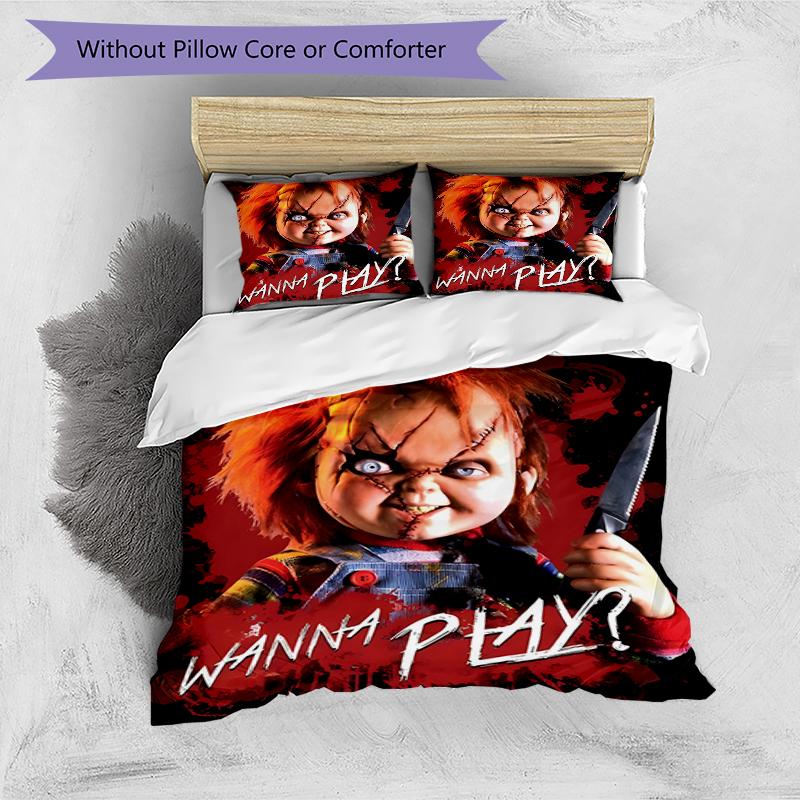3pcs Chucky3 Design Cover Set - HD Printed Bedding with 1 Cover and 2 Pillowcases - Perfect for Home and Dorm Decor
