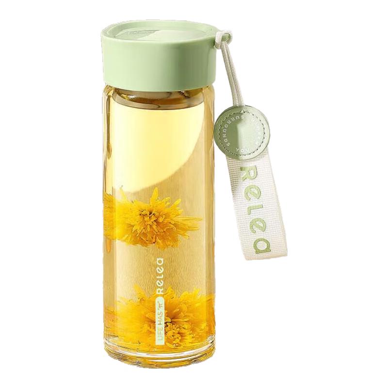 RELEA 450ml Glass Tea Infuser Bottle with Handle