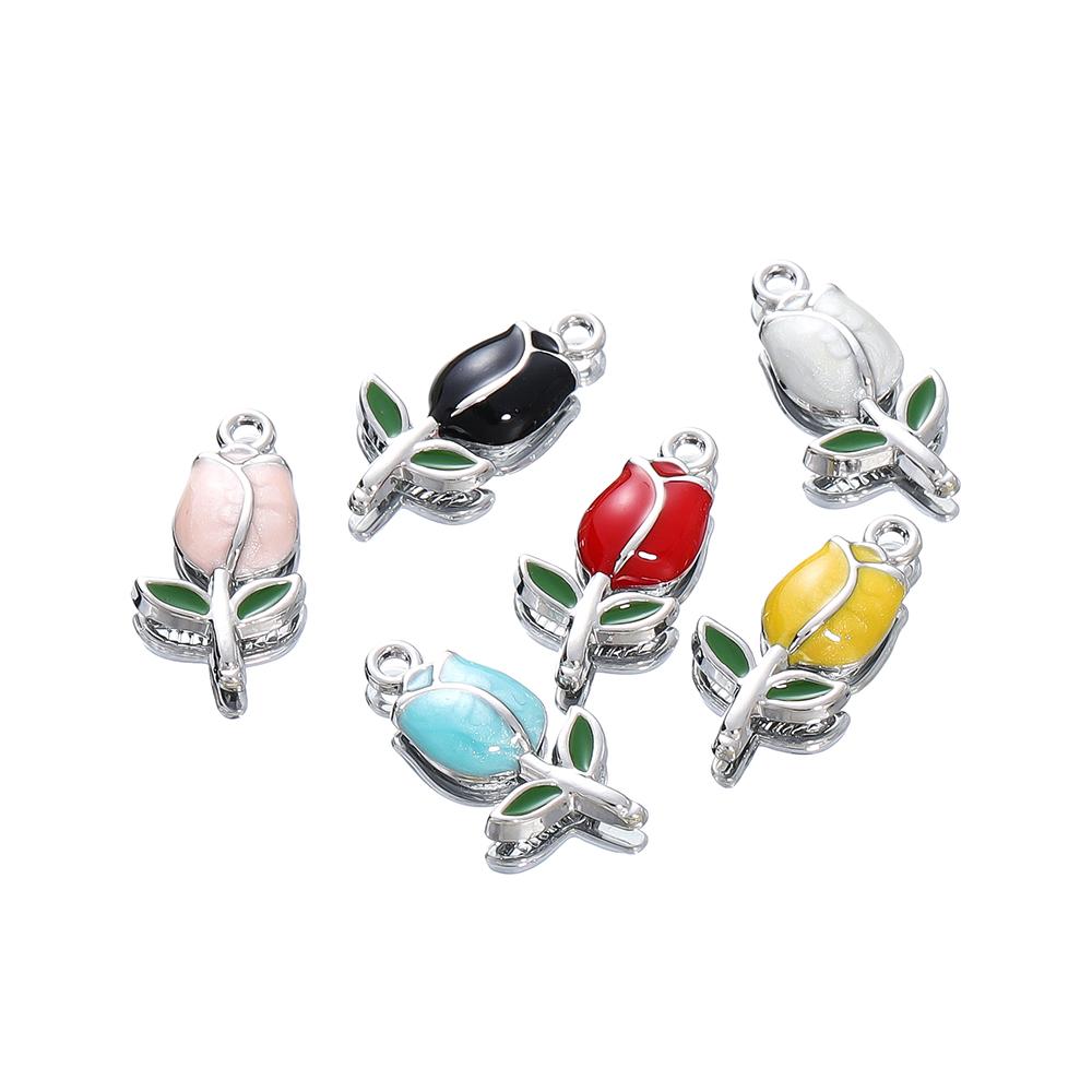 10Pcs/Lot 11.4*22.3mm Cartoon Alloy Tulip Shape Charms Loose Pendant For DIY Bracelet Necklaces Jewelry Making Accessories