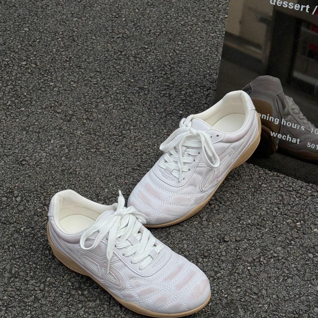 Leather German Training Shoes for Women 2025 Summer New Retro Old Dirty Shoes Flat Casual Sports Shoes Forrest Gump Shoes for Women