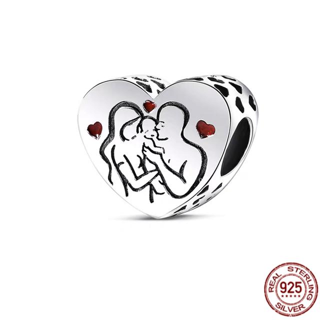 Happy Place Family Heart Shape Charm 925 Sterling Silver Bead Fit Original Fasion Bracelet Necklace Jewelry Women Gift