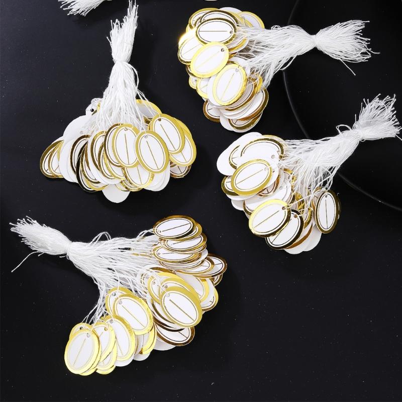 500Pcs Oval Price Labels for Jewelry Display Sturdy Paper Hanging Cards with Pre Punched Holes