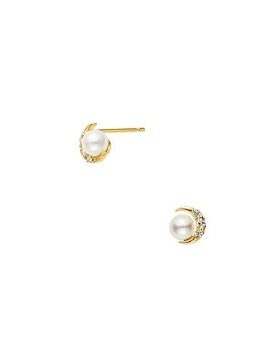 

Earrings K18 Yellow Gold Akoya Pearl Diamond Crescent Crescent AGVA1233 PA [Official] [Vendome Aoyama]