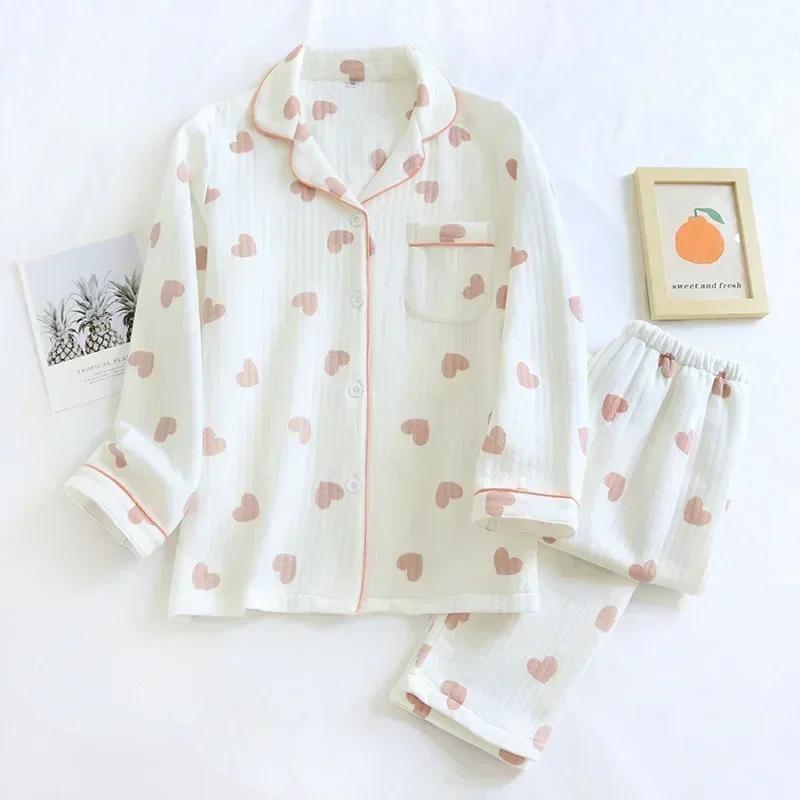 Japanese New Arrival Style Autumn and Wintertime Long-sleeved Trousers, Pure Cotton Air Cotton, Warm Ladies Pajamas, Home Service Sleepwear