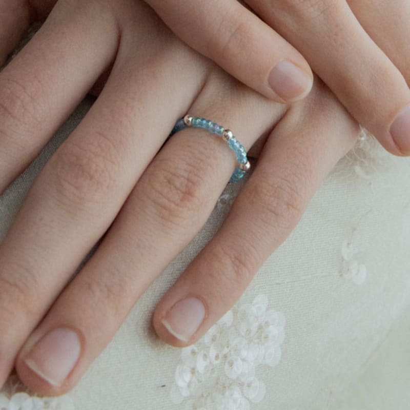 MERRYMOTIVE [Silver] Bright Aqua Blue Ring