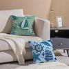 Casual Blue Maritimethemed Pattern Cushion Cover Pillowcase Short Plush Invisible Zipper Room Sofa Cushion Cover