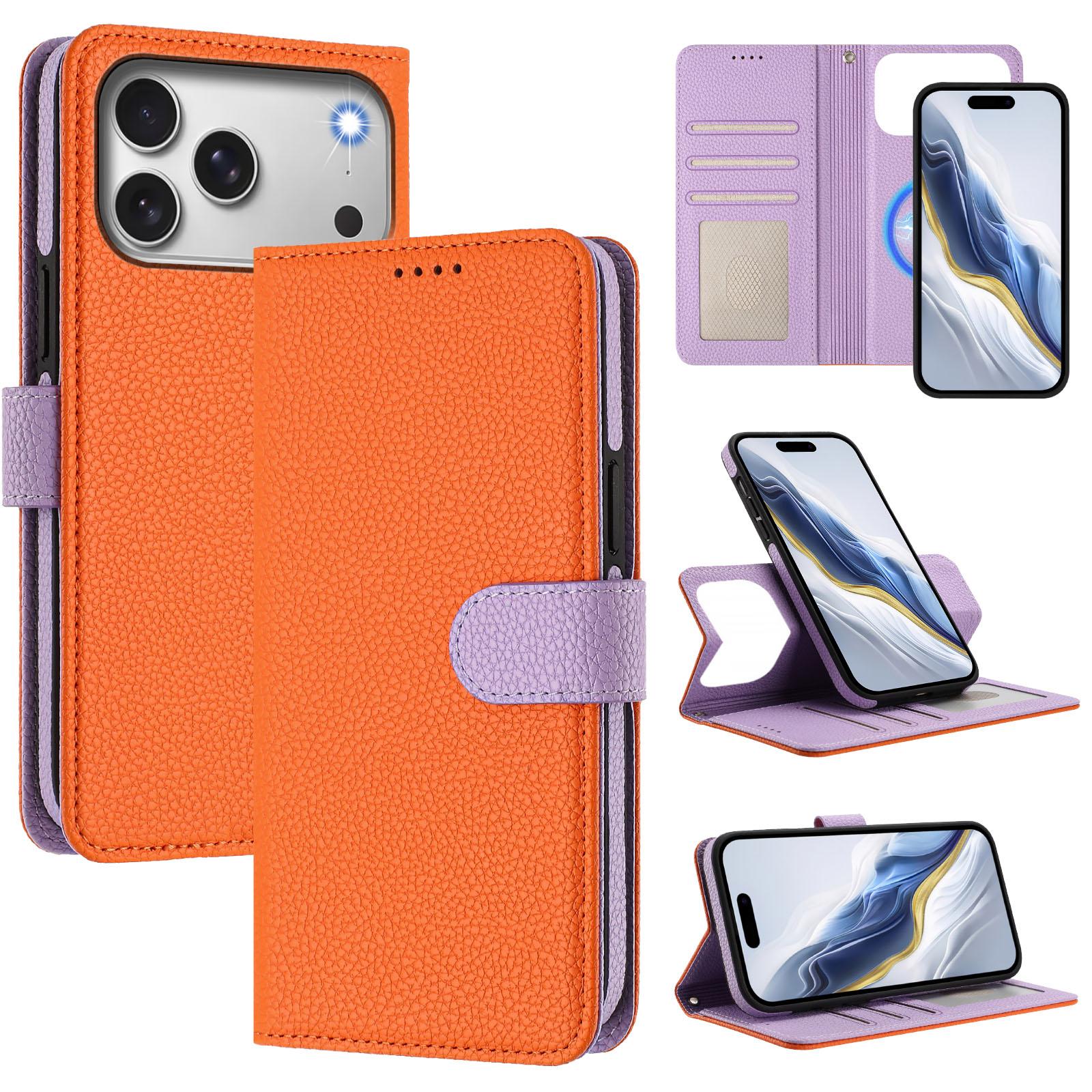 For iPhone 17 Pro Max Leather Case Detachable Wallet Magnetic Phone Cover with Hand Strap