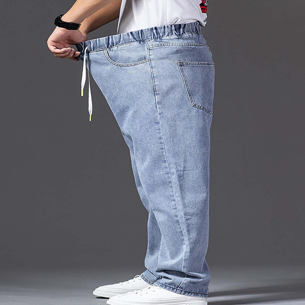 Men's Thick Legs And Wide Trousers, Men's Straight Loose Big Feet Long Trousers With Wide Elastic Legs