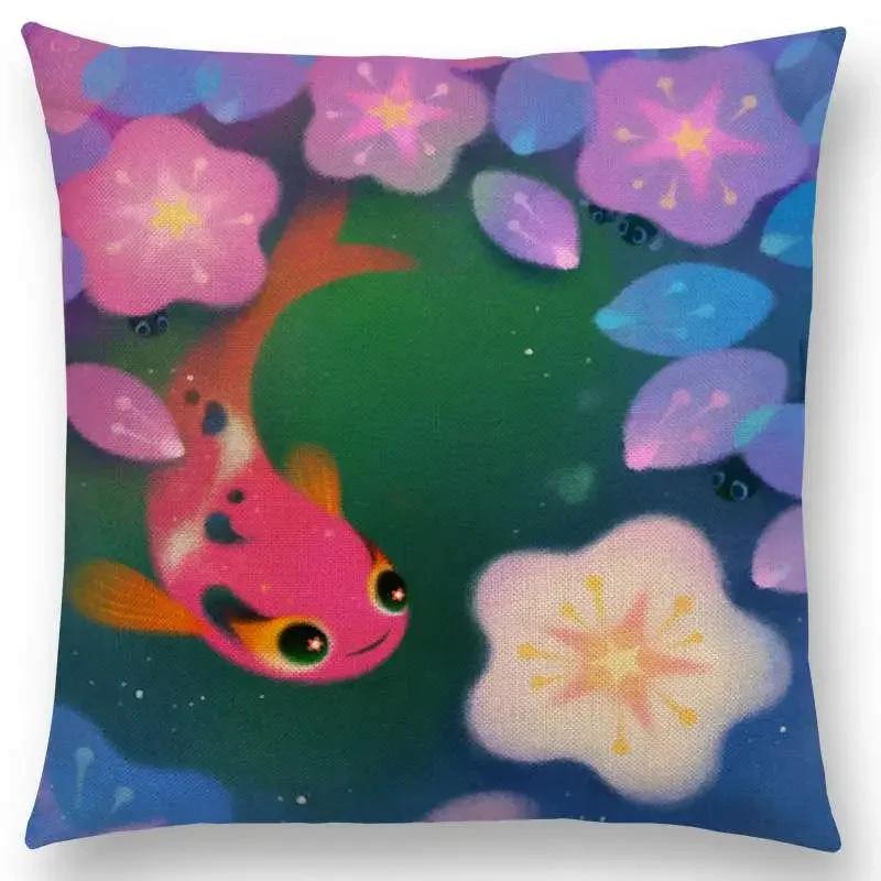 Super Cute Cartoon Animals Pufferfish Cushion Cover Lovely Bird Sweet Nest Interesting Fish Cat Frog Fox Throw Pillow Case Hogar