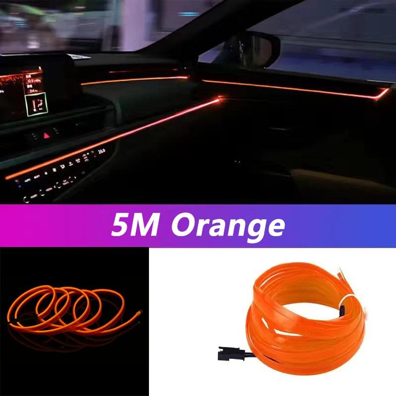 5M Car Interior LED Strip Lights - Flexible USB Powered Multi-Color Ambient Glow for DIY Auto Decoration & Party Atmosphere
