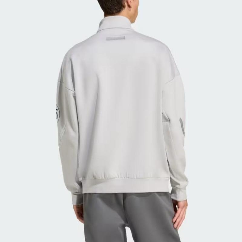 Adidas X Mercedes - Amg Collaboration Sportswear Petronas Formula One Team Silver Arrows Half-Zip Knit Warm Stand Collar Long Sleeve Sweatshirt JW3477
