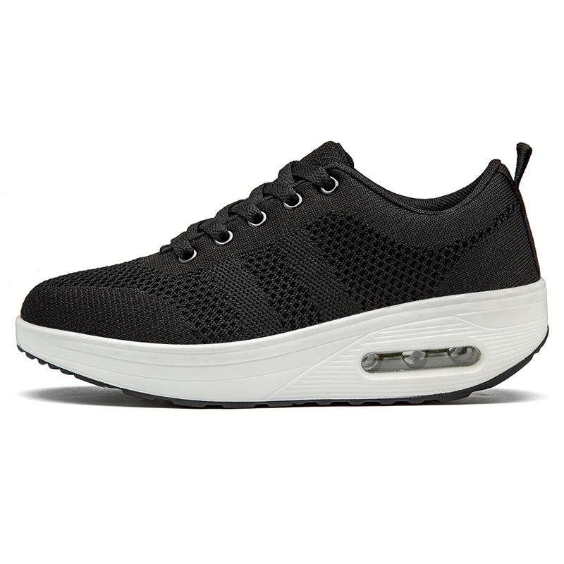 Sneakers Women Walking Shoes Air Cushion Comfortable Breathable Outdoor Casual Shoes Thick Bottom Increasing Height Lace-up
