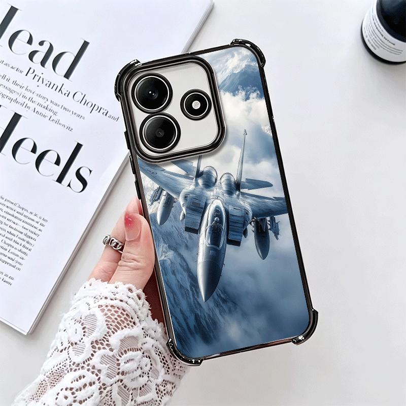 Aircraft Helicopter Formation Soft Phone Case For Xiaomi Redmi Note 14 15 Pro Plus 13 12 11S 11T 5G 10 9S 9 Plating Anti-Fall Fu