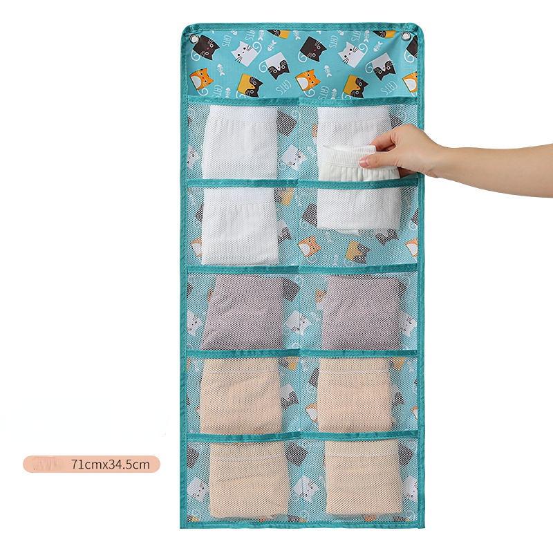 

10 сеток, носки, сумка для хранения нижнего белья, носки в общежитии, трусики, настенный подвесной контейнер для студенческой комнаты, органайзеры для пространства синий