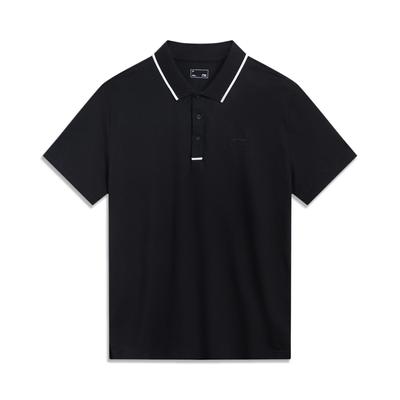 Polo a Maniche Corte con Colletto a Contrasto Serie Vita Sportiva Uomo Top Nero APLT097-2