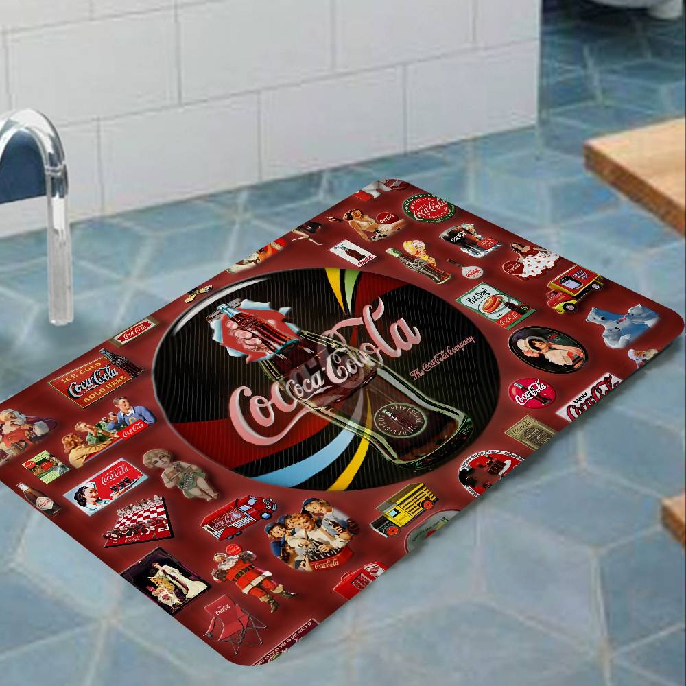 C-COCA Logo C-COLAS Hallway Carpet Retro Multiple Choice Living Room Kitchen Rug Non-Slip Welcome Rug