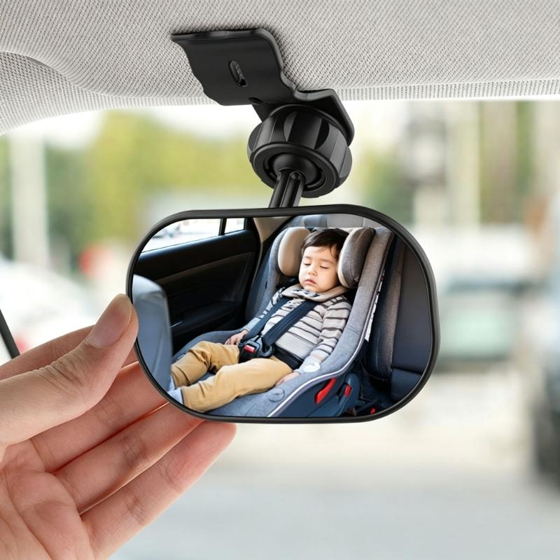 Rear-Seat Baby Monitoring Mirror with Wide View and Adjustable Head for Parents, Caregivers and Family Travel Use