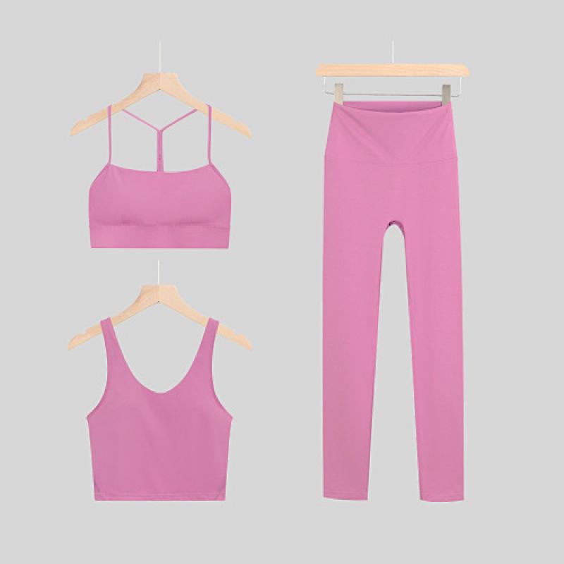 LULU Original Three-Piece Yoga Set: Beautiful Back Y/U-Shaped Vest & Quick-Dry, Breathable Nine-Point Pants for Women