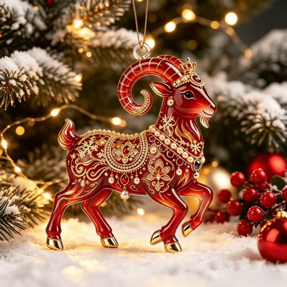 Acrylic Goat Hanging Ornament 2D Flat Christmas Tree Ornament Shop Window Display