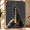 Fantasy Sword In Stone Personalized D Textured Metal Poster Wall Art Tinplate Sign for Decor Living Room Decoration Man Home