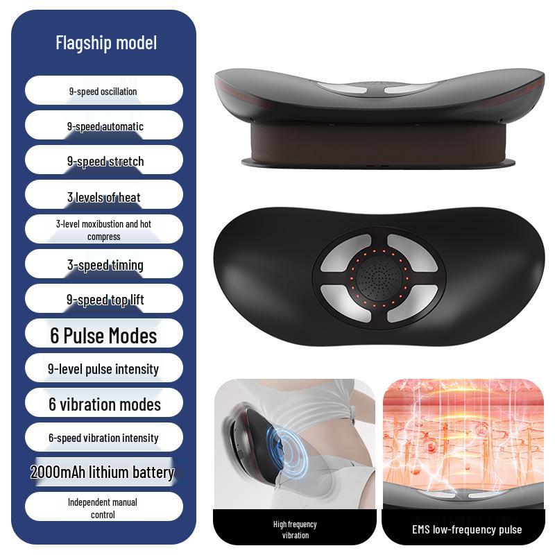 Lumbar Support Heated Waist Massager Pillow with Multi-Function Massage and Charging Capability