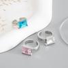 Fashion Geometric Sparkling Acrylic Diamond Foot Rings Simple Elegant Square Opening Toe Ring Foot Jewelry Decoration