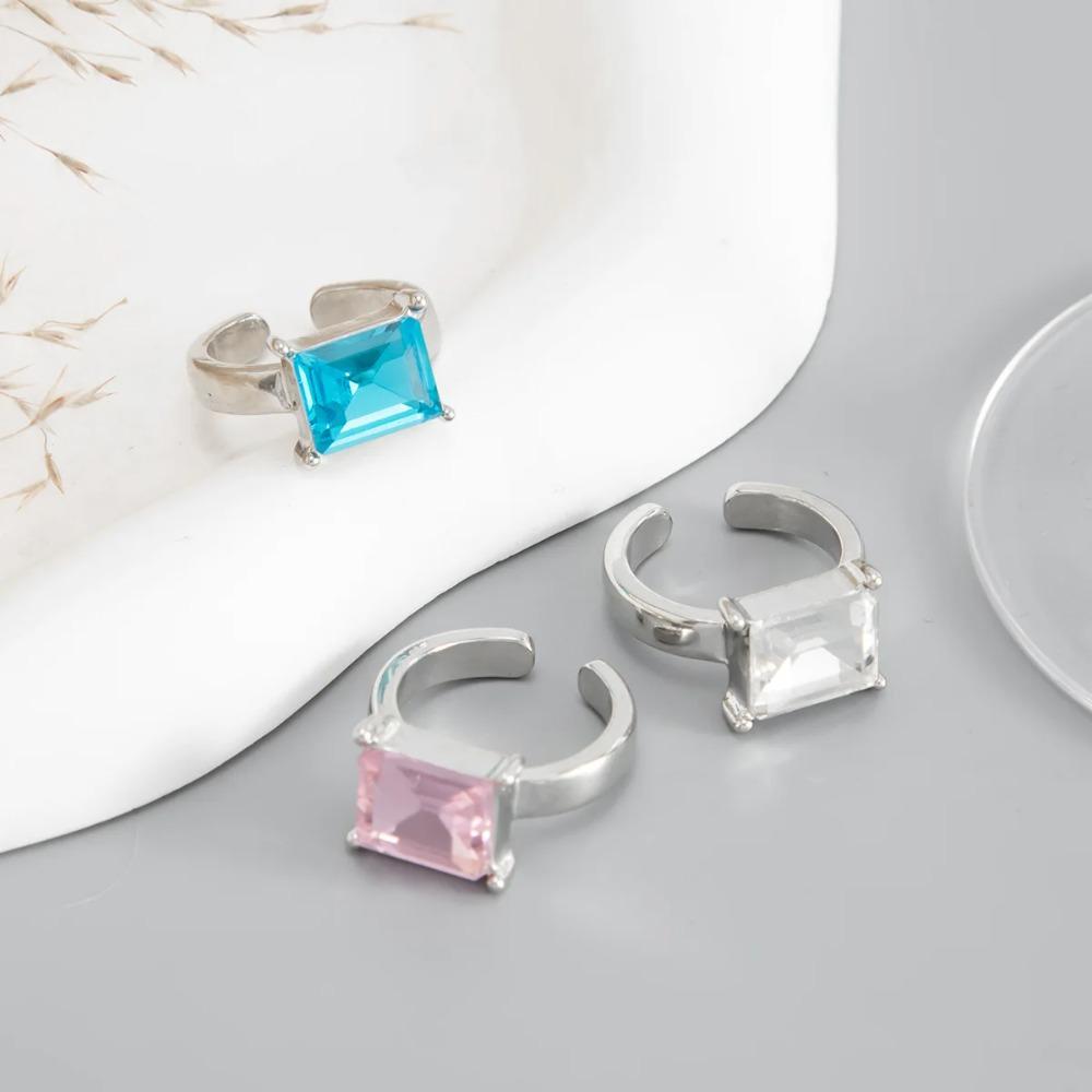 Fashion Geometric Sparkling Acrylic Diamond Foot Rings Simple Elegant Square Opening Toe Ring Foot Jewelry Decoration