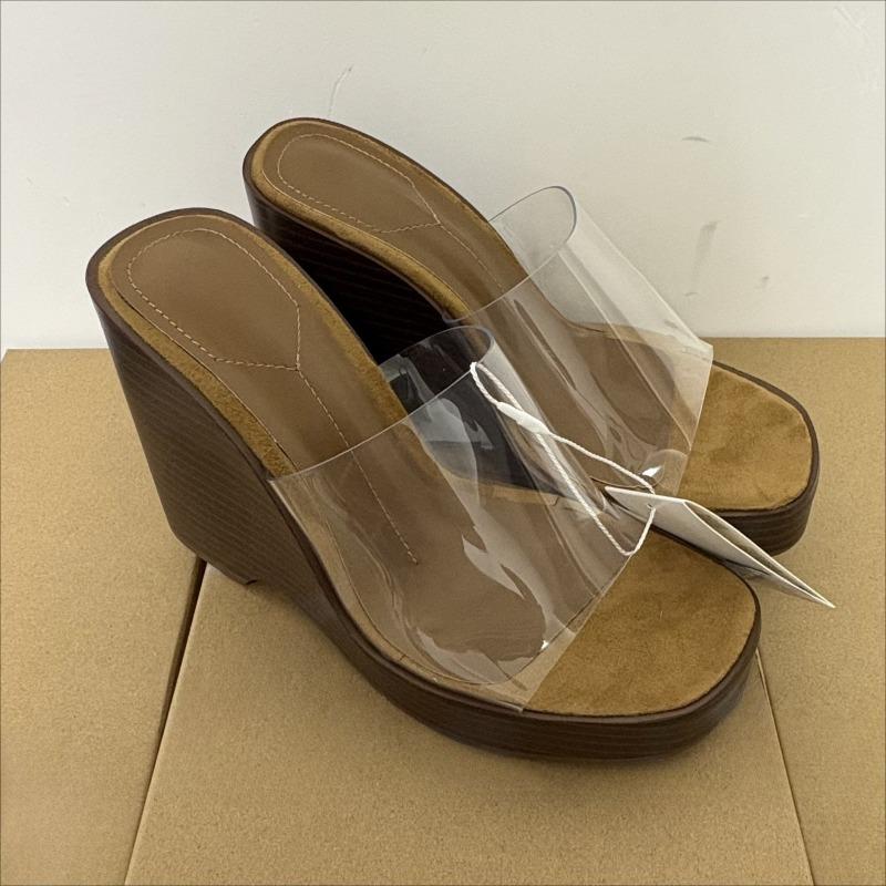 

High Heel Sandals Women PVC Transparent Wedges Slides Chunky Platform Open Toe Design Big Size Female Shoes 42 коричневий