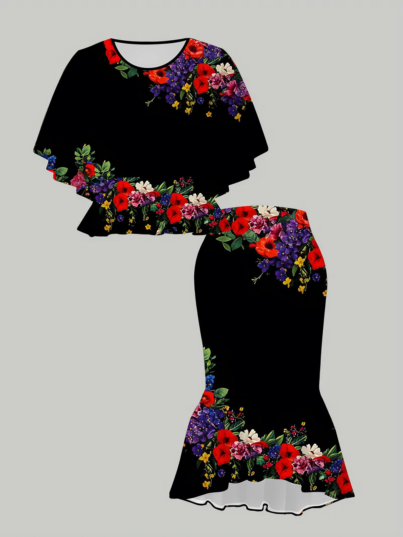 

Классический тотемный женский принт, напечатанный на 3D-принтере, Модный большого размера, Элегантный, Универсальный для всех сезонов. Футболка, Юбка и Комплект 6XL красный