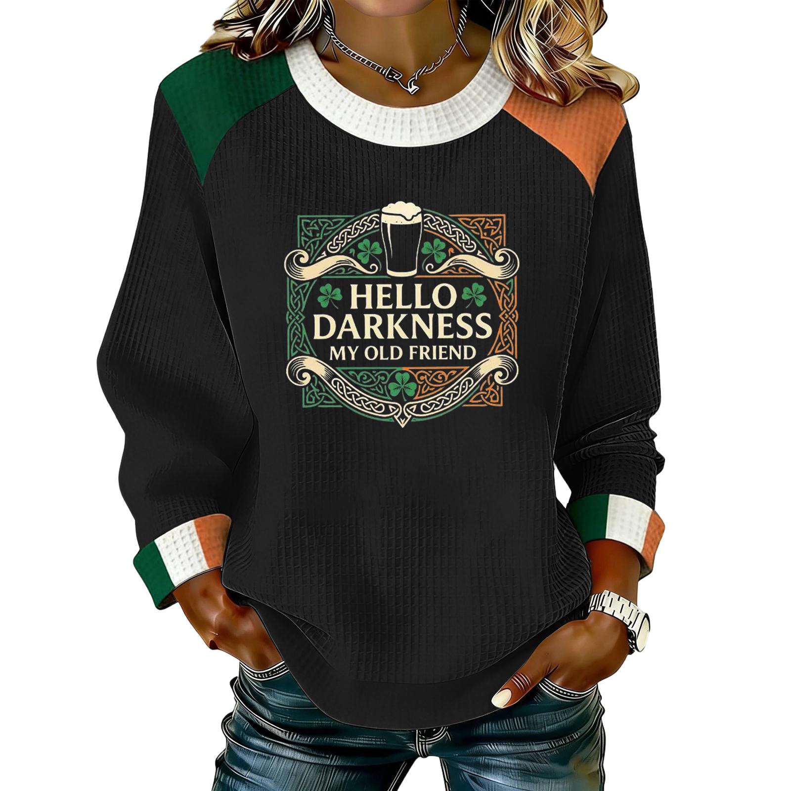 

Женская повседневная модная блузка с длинным рукавом и круглым вырезом, пуловер с принтом L чёрный