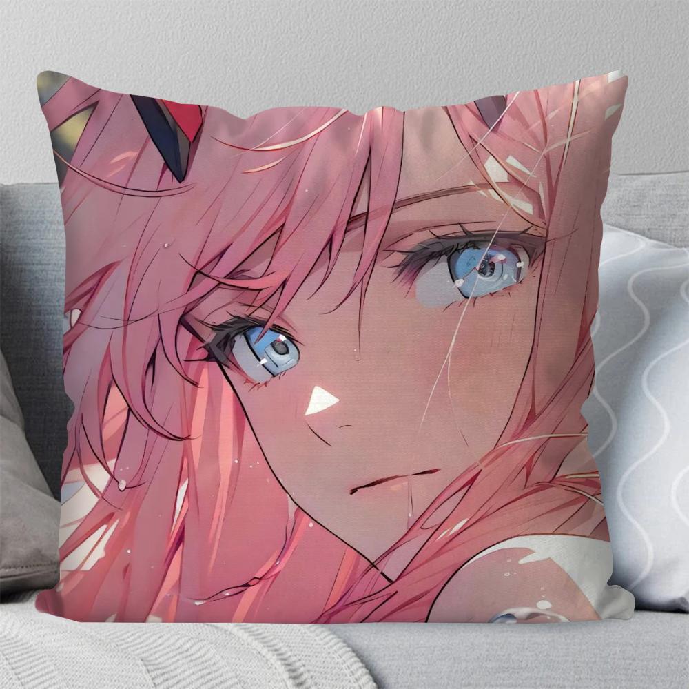 Zero Two Animation DARLING In The FRANXX Kissenbezug Quadratisches Kissen Schlafzimmer Sofa Freizeit Komfort Auto Wohnzimmer Heimdekoration 40X40