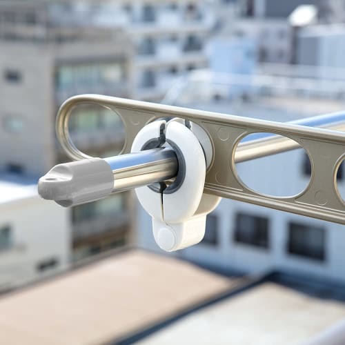 Daiya FLaundry Clothes Drying Pole Stopper W, Strong Wind Protection, Prevents Clothes Drying Pole from Sliding Sideways, Vertically, or Falling, Dura