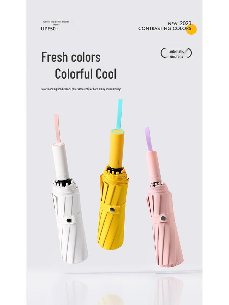 Customizable 72-Bone Automatic Sunshade Umbrella with Sunscreen Protection for Men and Women, Suitable for All Weather Conditions.