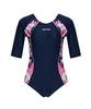 Jeteseu Women'S Rough Pink Four-Sleeve One-Piece Indoor Swimsuit