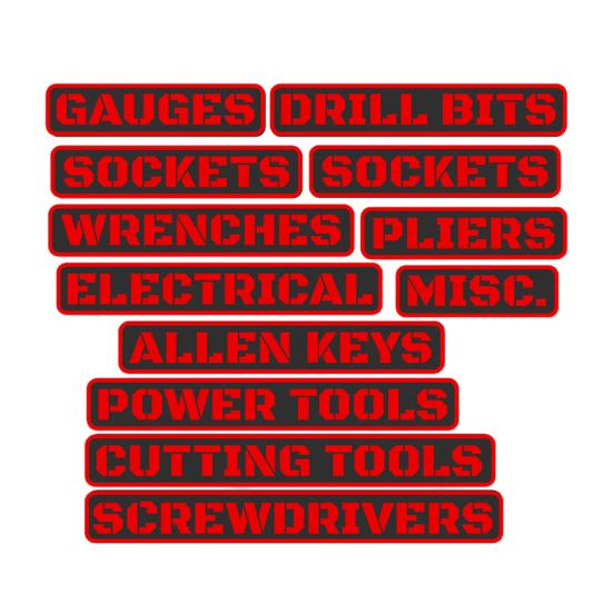 12Pcs Magnetic Toolbox Labels Reusable 3D Printed Tool Box Organize Accessories for Steel Toolboxes Carts Drawers Cabinets DIY Garage Organization