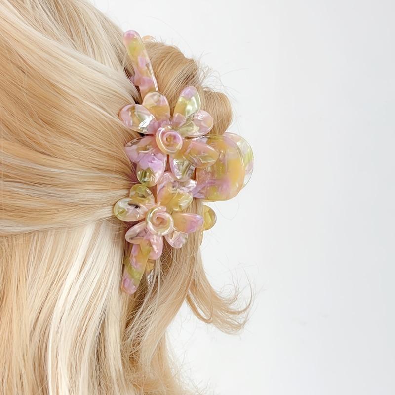 High-End Acetate Three-Dimensional Flower Claw Clips, Fresh Textured Large Hair Clips, Versatile Shark Clip Hair Accessories for Women