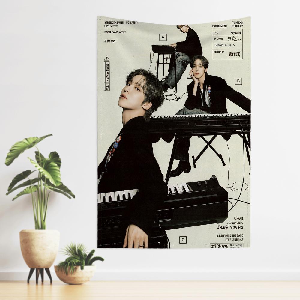 Yunho Boy Band AAteez Tapestry Room Decor Wall Cloth Party Hanging Background Room Decor Baby Room