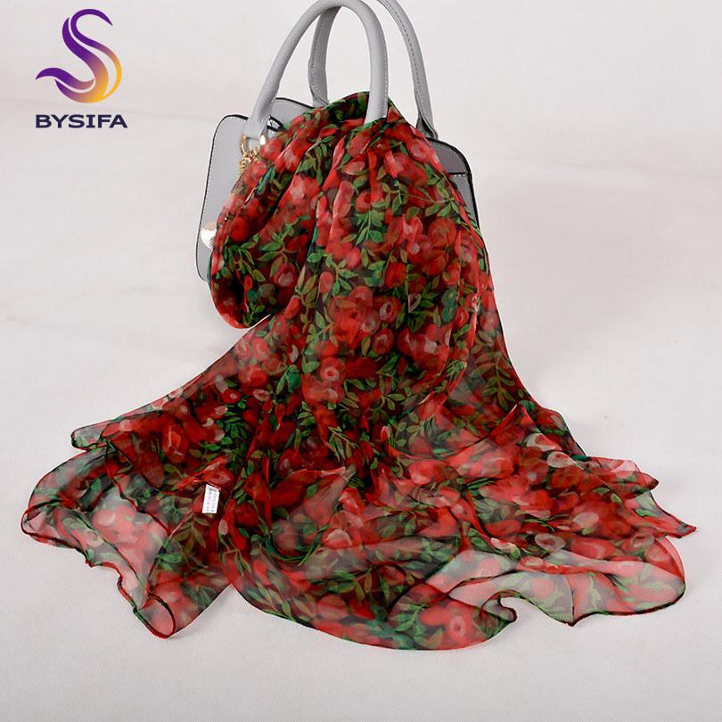 [BYSIFA]  Silk Scarf Hijabs Women Fashion Brand Summer Beach Cover-ups Ladies Navy Blue Neck Scarves 100% Silk Long Scarves