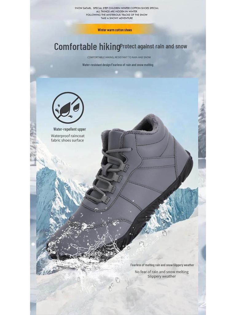 Vandringskängor med högt skaft, fodrade med fleece, i mikrofiberbomull: Varma, Halkfria, Snö- och Klätterskor för Par