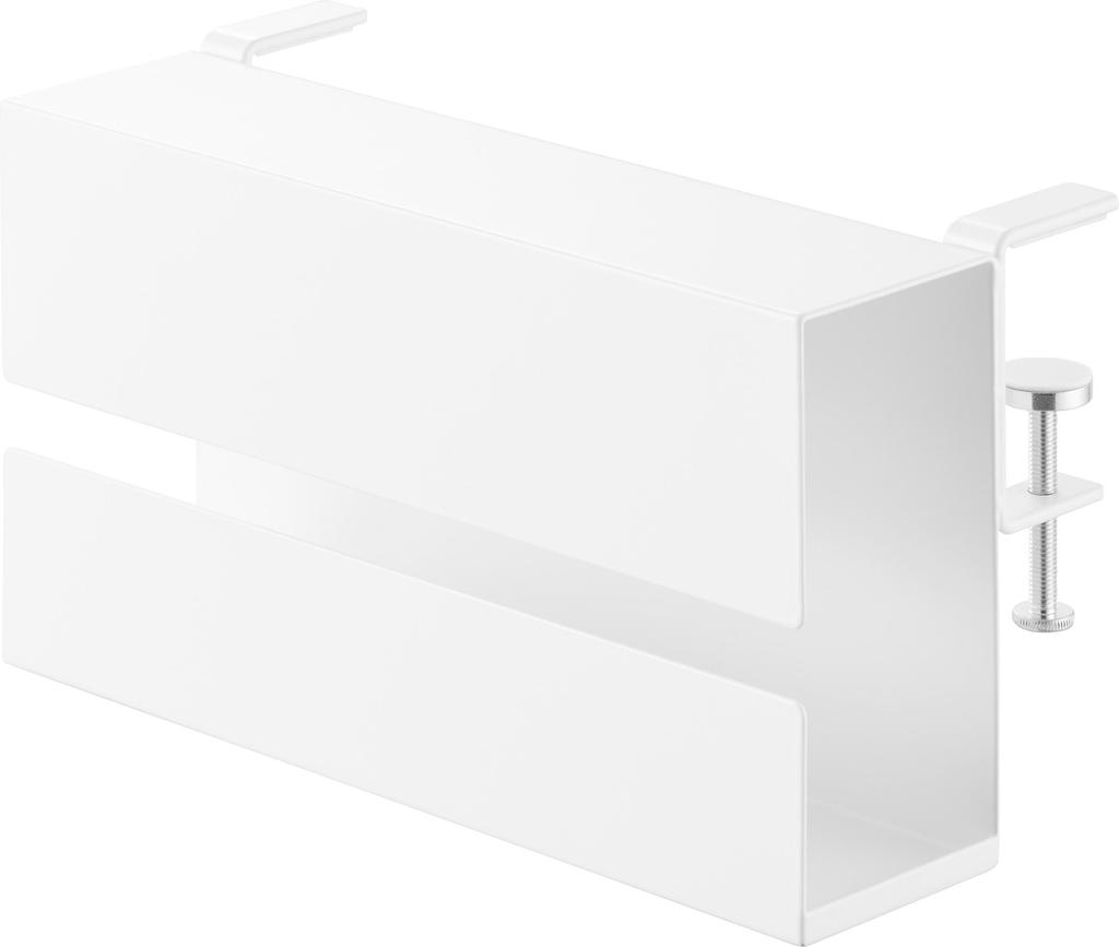 Yamazaki Tower Tableside Tissue W24 X D10 X Easy Installation with Adjustable Desk Model 10371 Case, White, H13.4cm, Screws, Attachment,