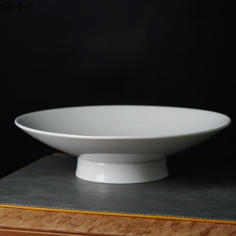 Ceramic Dinner Plate High Feet Refreshment Tray Dim Sum Plates Fruit Plate Salad Bowl Serving Plates Sushi Dish Snack Tray