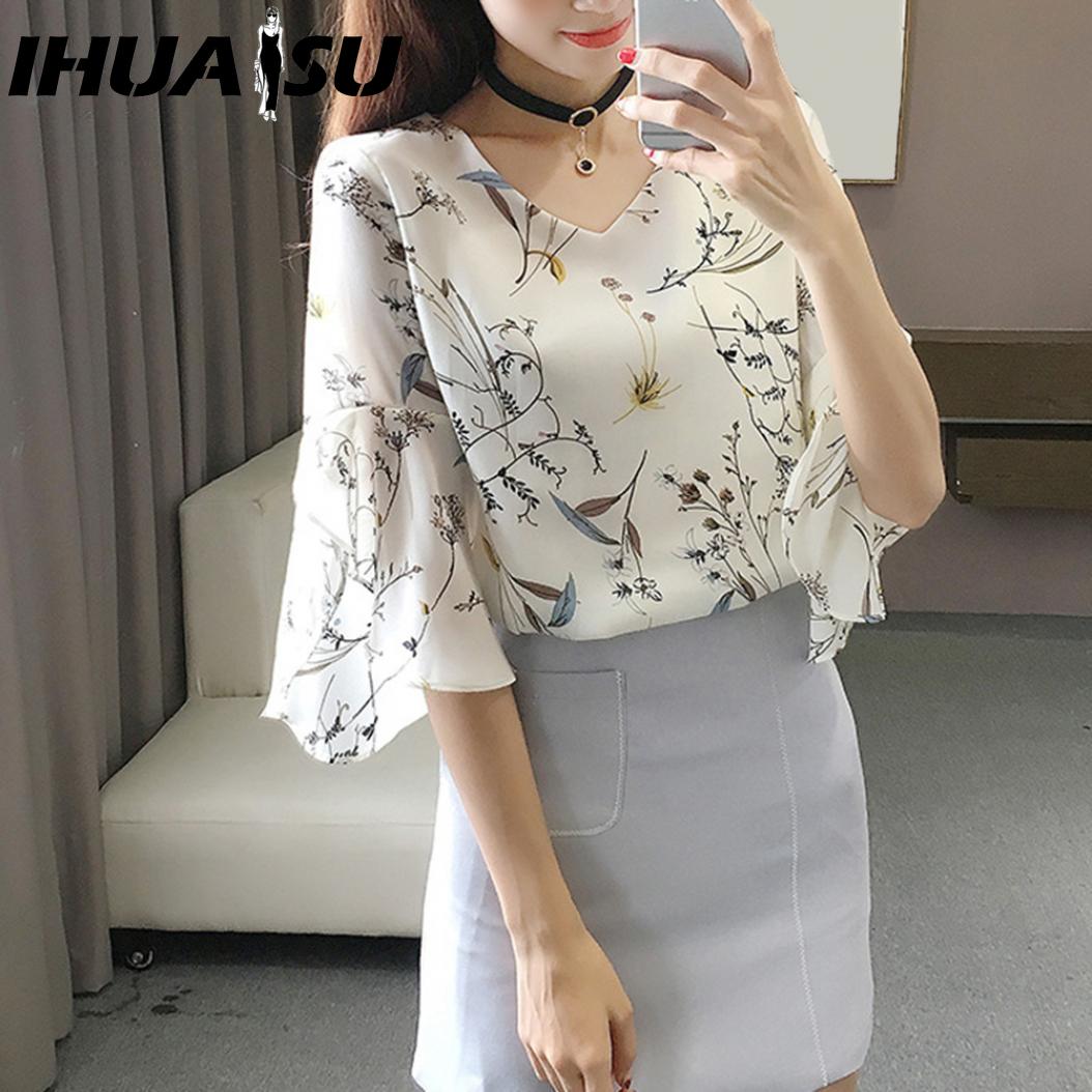 

IHUASU Женские модные повседневные блузки и рубашки с коротким рукавом и V-образным вырезом M белый