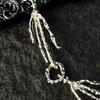 Women Necklace Red Rhinestone Heart Pendant Skeleton Hand Shape Punk Dark Style Individual Hollow Out Neck Jewelry for Club Party